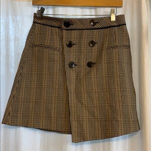 Zara brown plaid buttoned mini skirt size M
